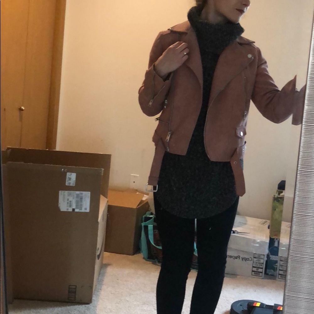 Pink small oversized moto jacket. Like new. - Picture 3 of 8